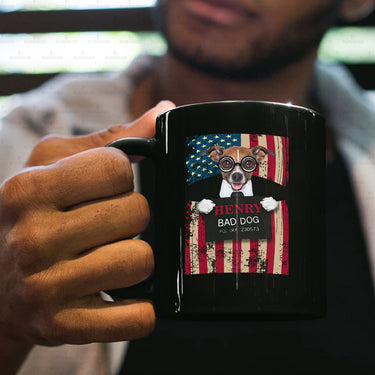 Personalized Dog Gift Idea - Bad Dog Wearing Nobita Glasses For Dog Lovers - Black Mug